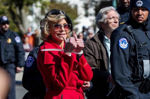 Jane Fo<em></em>nda Through the Years- Oscar Wins, TV Stardom, Activism and More - 549 Climate Protests Fonda, Washington, USA - 18 Oct 2019